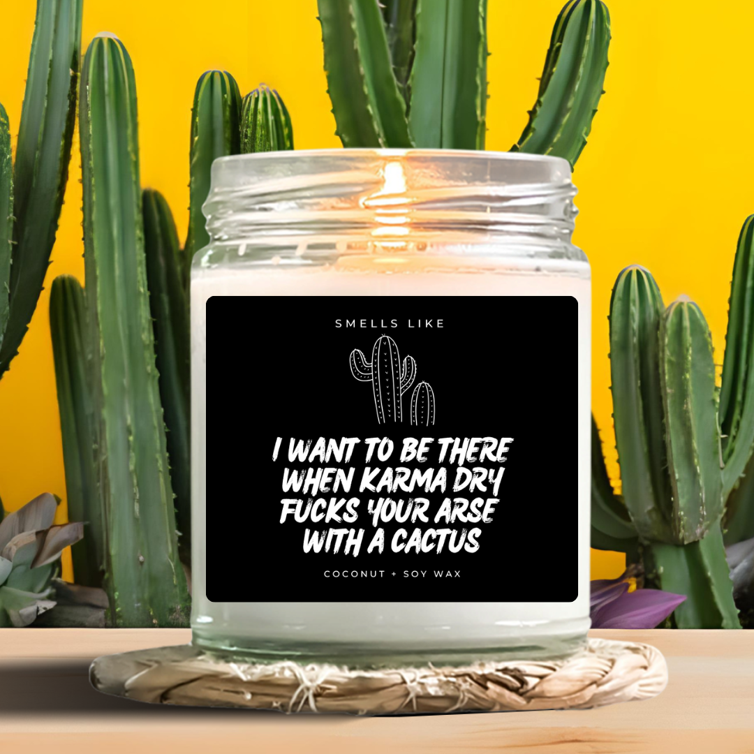 I Want To Be There When Karma Dry Fucks Your Arse With A Cactus Candle