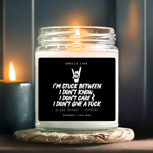 I'm Stuck Between I Don't Know, I Don't Care & I Don't Give A Fuck Candle