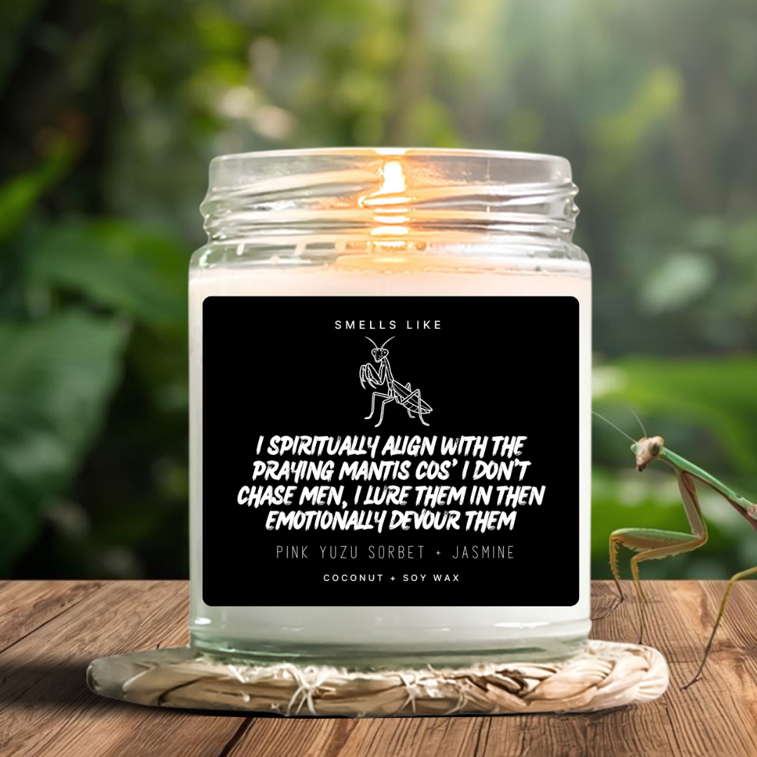 I Spiritually Align With The Praying Mantis Cos' I Don't Chase Men, I Lure Them In Then Emotionally Devour Them Candle
