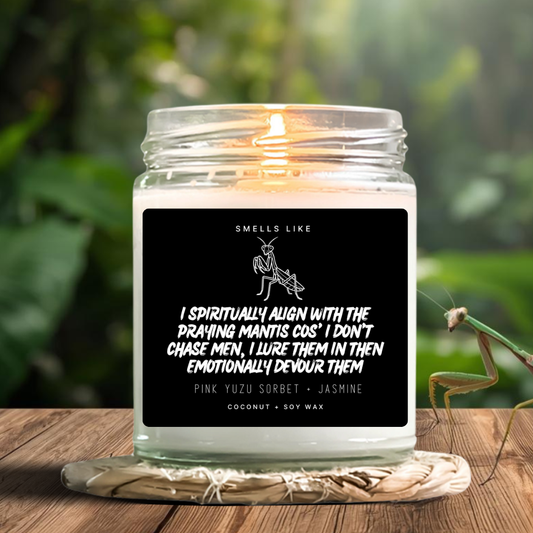 I Spiritually Align With The Praying Mantis Cos' I Don't Chase Men, I Lure Them In Then Emotionally Devour Them Candle